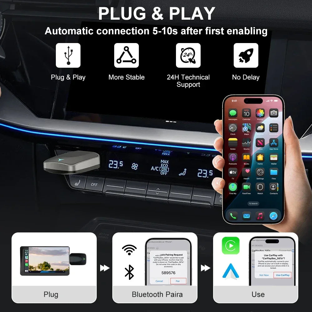 Torque Theory Connect Pro - Wireless CarPlay & Android Auto Adapter